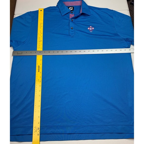 FootJoy FJ Men's Blue Golf Polo Short Sleeve 1899 Logo Button Shirt X-Large XL - Picture 6 of 7